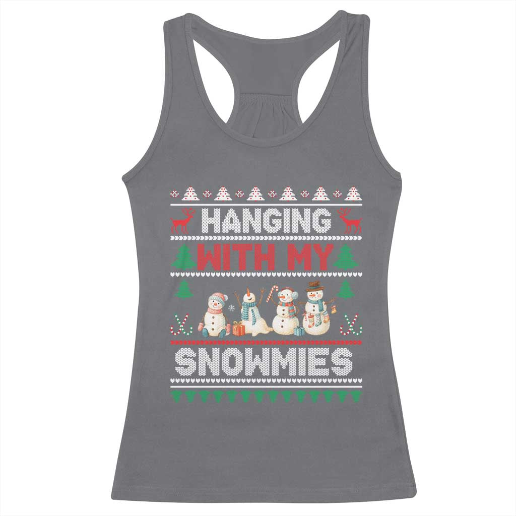 Christmas Snowman Racerback Tank Top Hanging With My Snowmies Merry Xmas TS12 Charcoal Print Your Wear