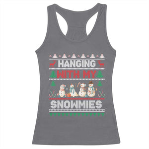 Christmas Snowman Racerback Tank Top Hanging With My Snowmies Merry Xmas TS12 Charcoal Print Your Wear