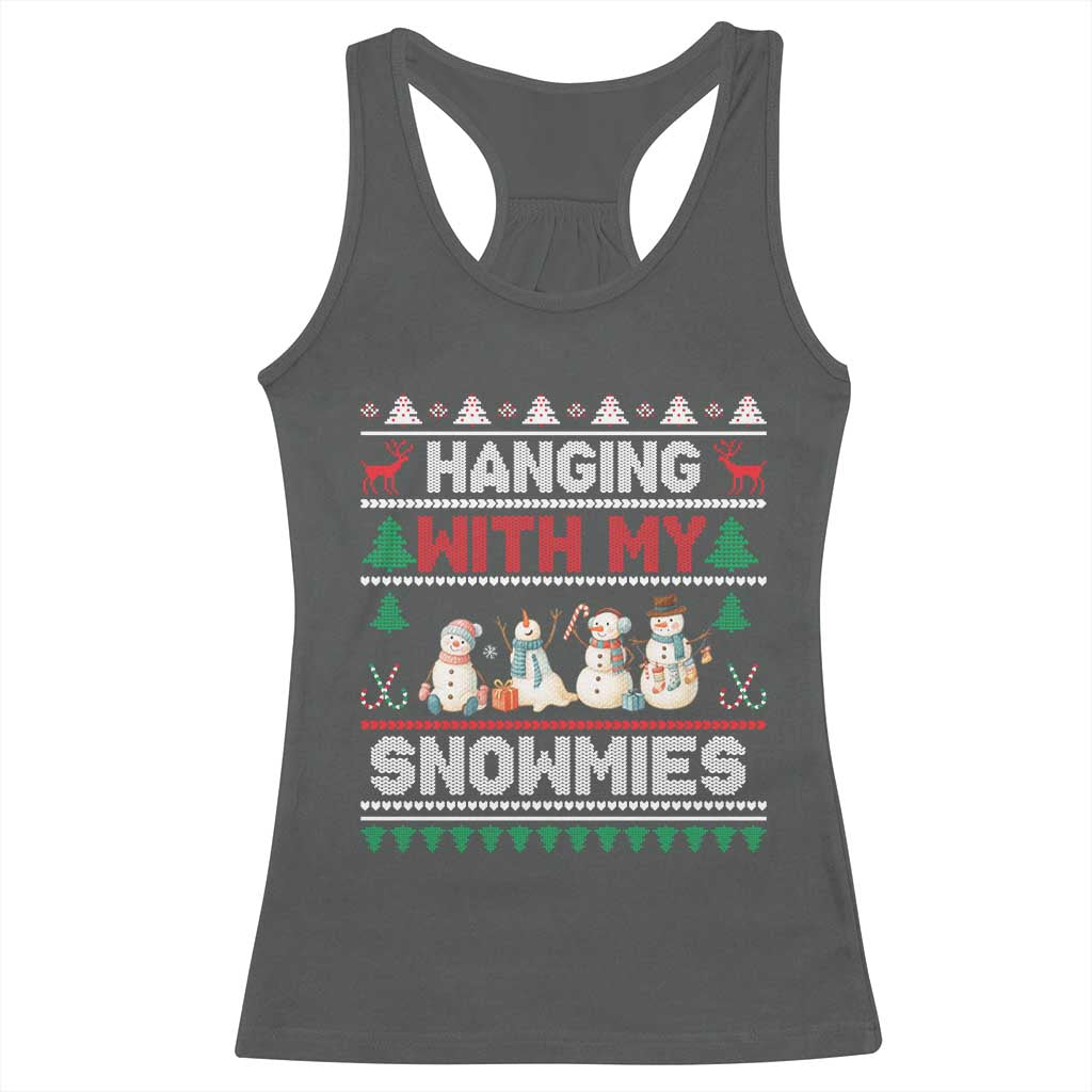 Christmas Snowman Racerback Tank Top Hanging With My Snowmies Merry Xmas TS12 Dark Heather Print Your Wear