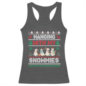 Christmas Snowman Racerback Tank Top Hanging With My Snowmies Merry Xmas TS12 Dark Heather Print Your Wear