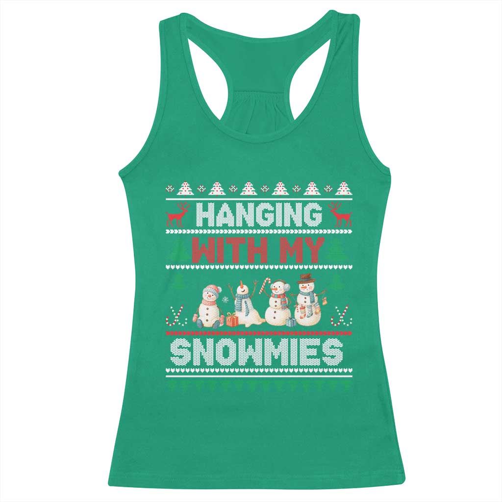 Christmas Snowman Racerback Tank Top Hanging With My Snowmies Merry Xmas TS12 Irish Green Print Your Wear