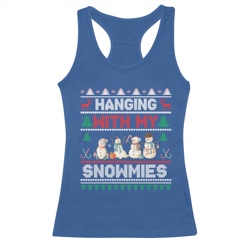 Christmas Snowman Racerback Tank Top Hanging With My Snowmies Merry Xmas TS12 Royal Blue Print Your Wear