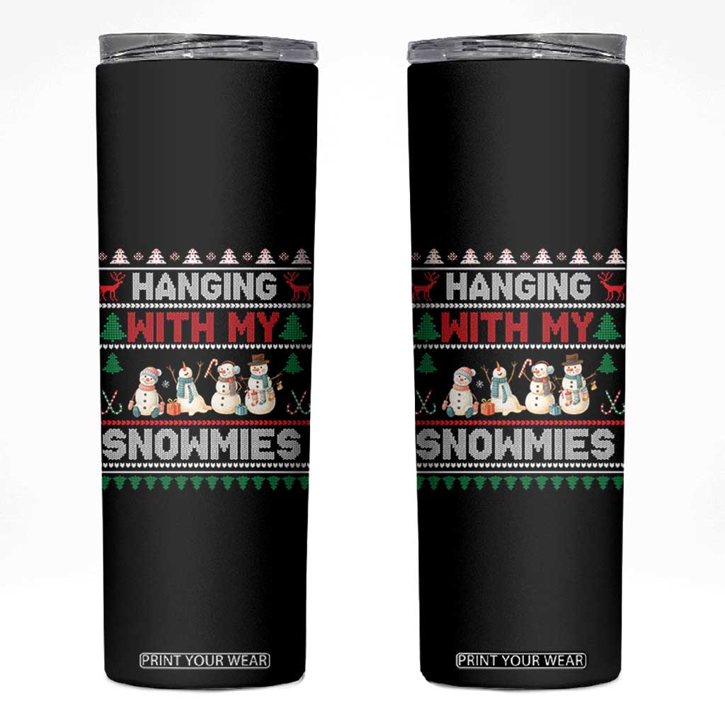 Christmas Snowman Skinny Tumbler Hanging With My Snowmies Merry Xmas TS12 Black Print Your Wear