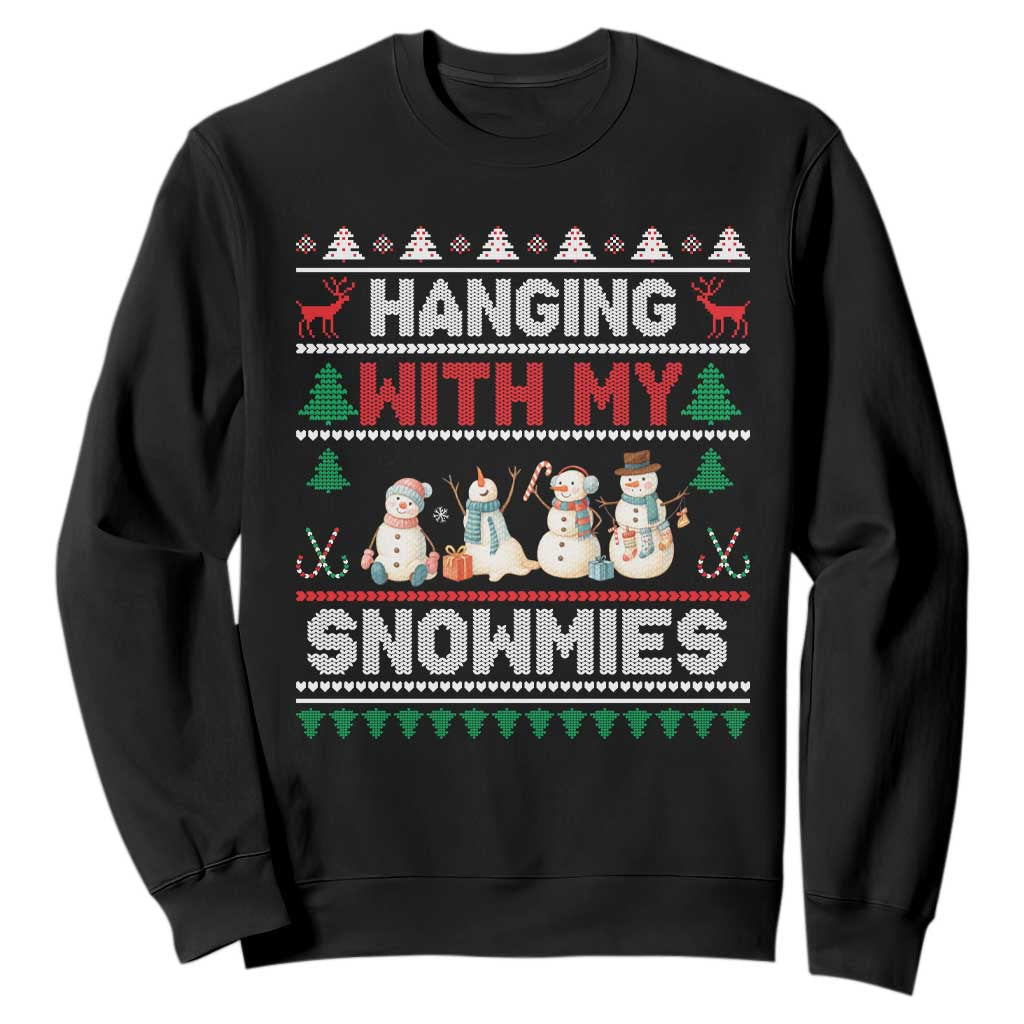 Christmas Snowman Sweatshirt Hanging With My Snowmies Merry Xmas TS12 Black Print Your Wear