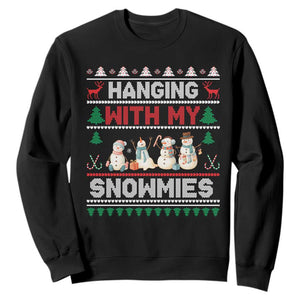 Christmas Snowman Sweatshirt Hanging With My Snowmies Merry Xmas TS12 Black Print Your Wear
