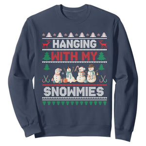 Christmas Snowman Sweatshirt Hanging With My Snowmies Merry Xmas TS12 Navy Print Your Wear