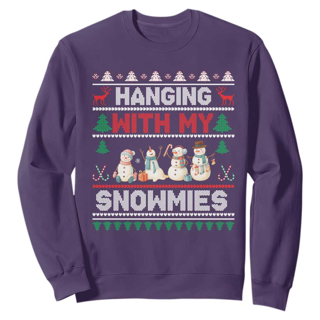 Christmas Snowman Sweatshirt Hanging With My Snowmies Merry Xmas TS12 Purple Print Your Wear