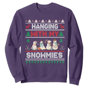 Christmas Snowman Sweatshirt Hanging With My Snowmies Merry Xmas TS12 Purple Print Your Wear