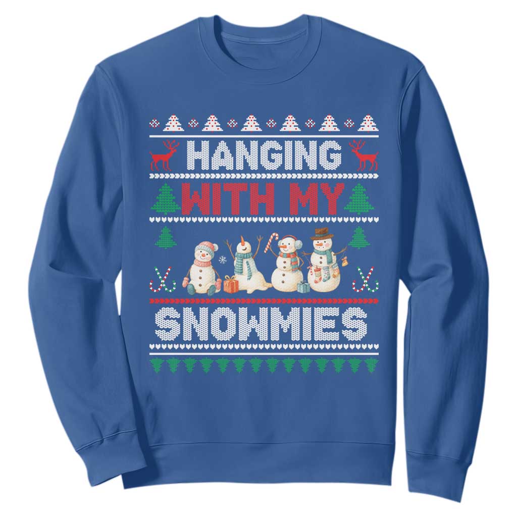 Christmas Snowman Sweatshirt Hanging With My Snowmies Merry Xmas TS12 Royal Blue Print Your Wear