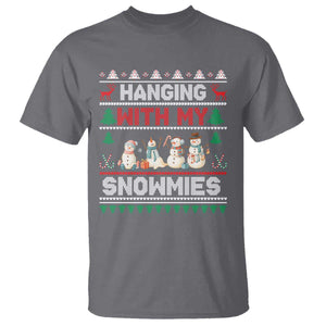 Christmas Snowman T Shirt Hanging With My Snowmies Merry Xmas TS12 Charcoal Print Your Wear