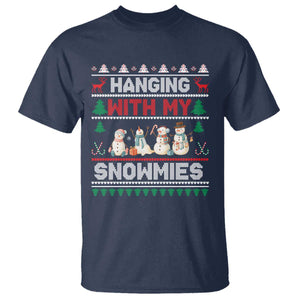 Christmas Snowman T Shirt Hanging With My Snowmies Merry Xmas TS12 Navy Print Your Wear