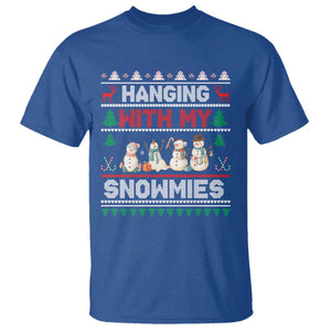 Christmas Snowman T Shirt Hanging With My Snowmies Merry Xmas TS12 Royal Blue Print Your Wear
