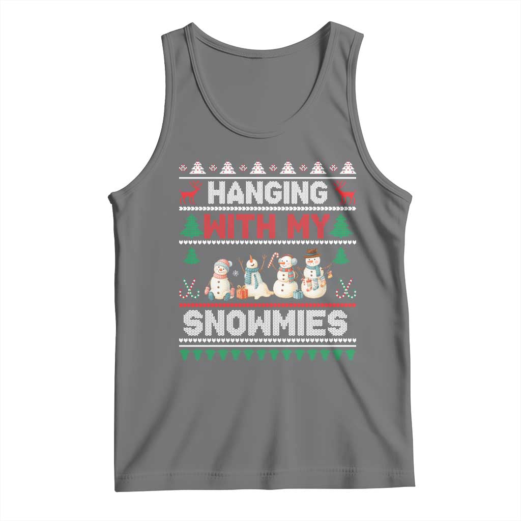 Christmas Snowman Tank Top Hanging With My Snowmies Merry Xmas TS12 Black Heather Print Your Wear