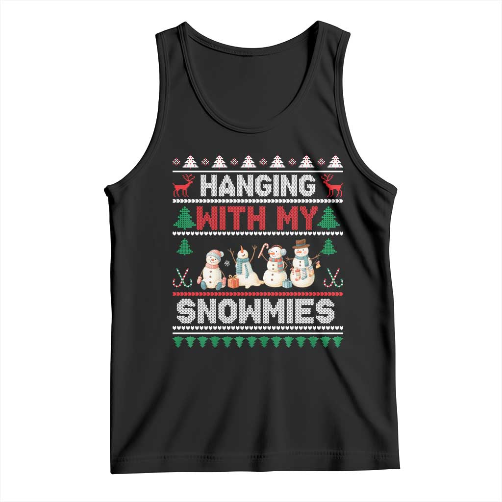 Christmas Snowman Tank Top Hanging With My Snowmies Merry Xmas TS12 Black Print Your Wear