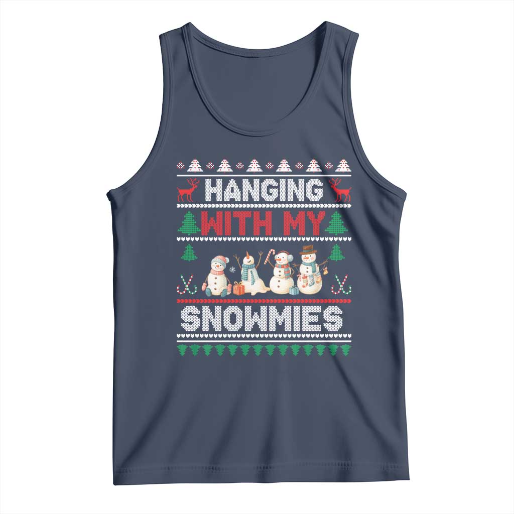 Christmas Snowman Tank Top Hanging With My Snowmies Merry Xmas TS12 Navy Print Your Wear