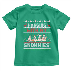 Christmas Snowman Toddler T Shirt Hanging With My Snowmies Merry Xmas TS12 Irish Green Print Your Wear
