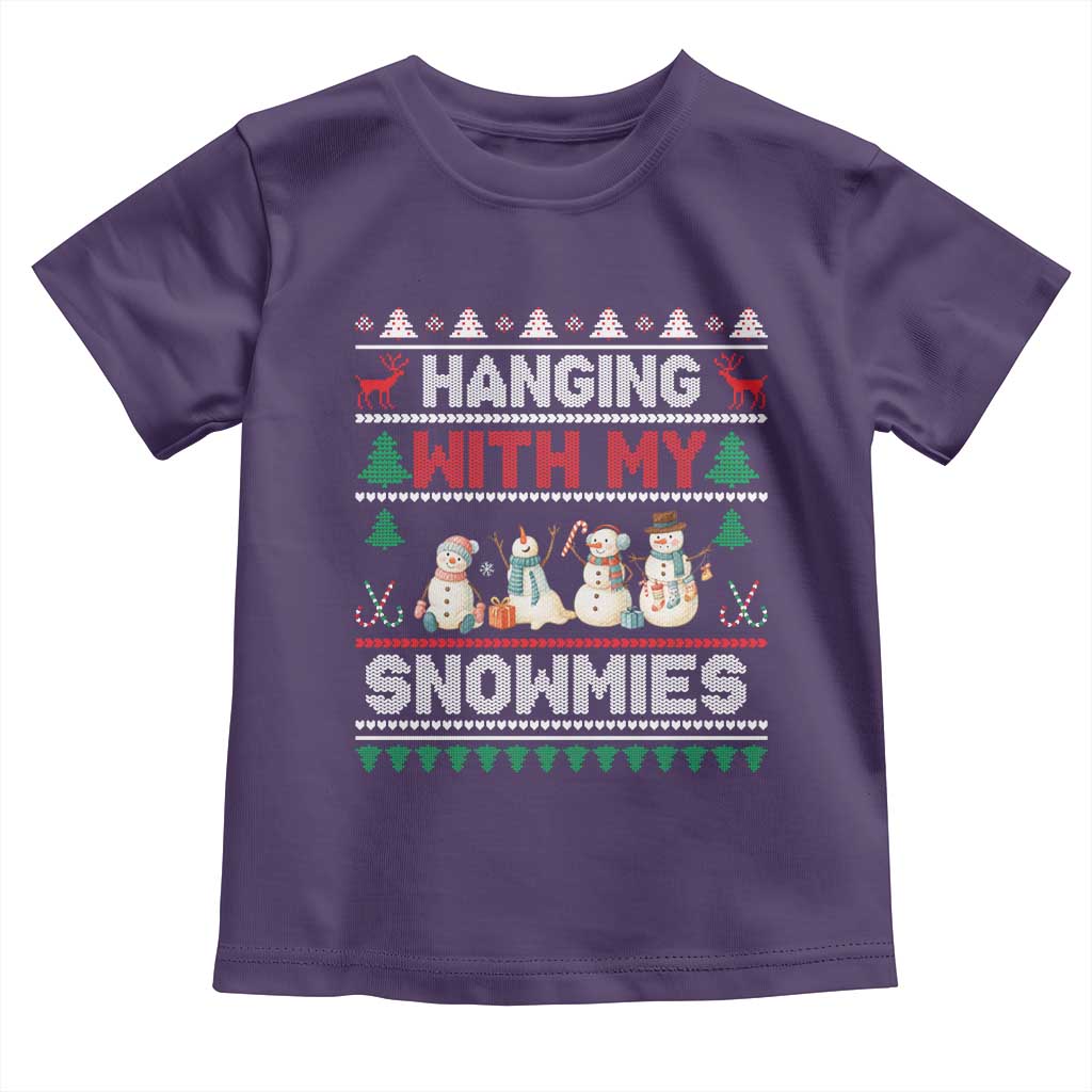 Christmas Snowman Toddler T Shirt Hanging With My Snowmies Merry Xmas TS12 Purple Print Your Wear