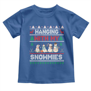 Christmas Snowman Toddler T Shirt Hanging With My Snowmies Merry Xmas TS12 Royal Blue Print Your Wear