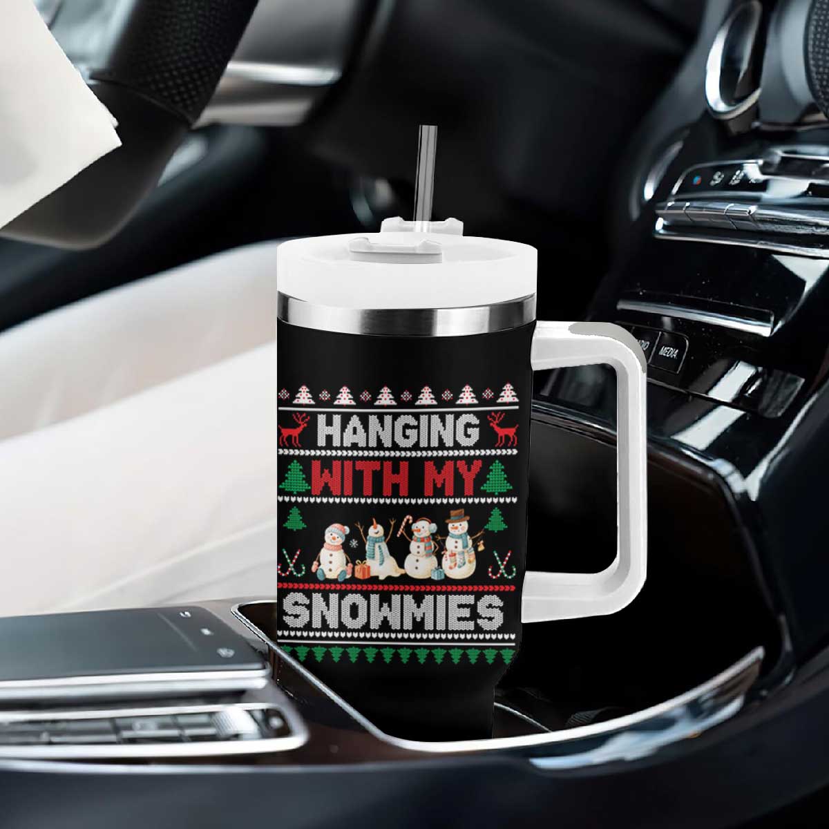 Christmas Snowman Tumbler With Handle Hanging With My Snowmies Merry Xmas TS12 Print Your Wear