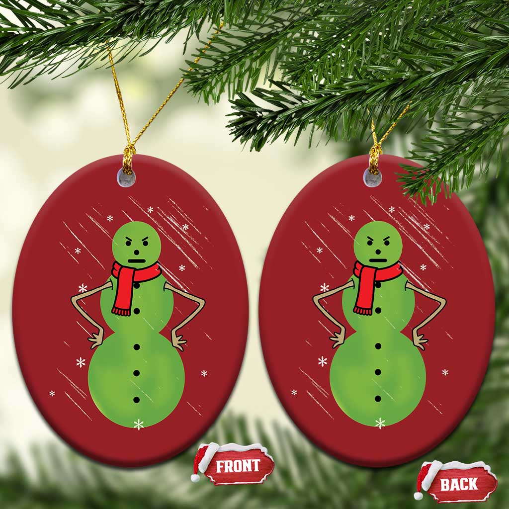 Xmas Snowman Christmas Ornament Funny Angry Snowmen TS12 Oval Red Print Your Wear