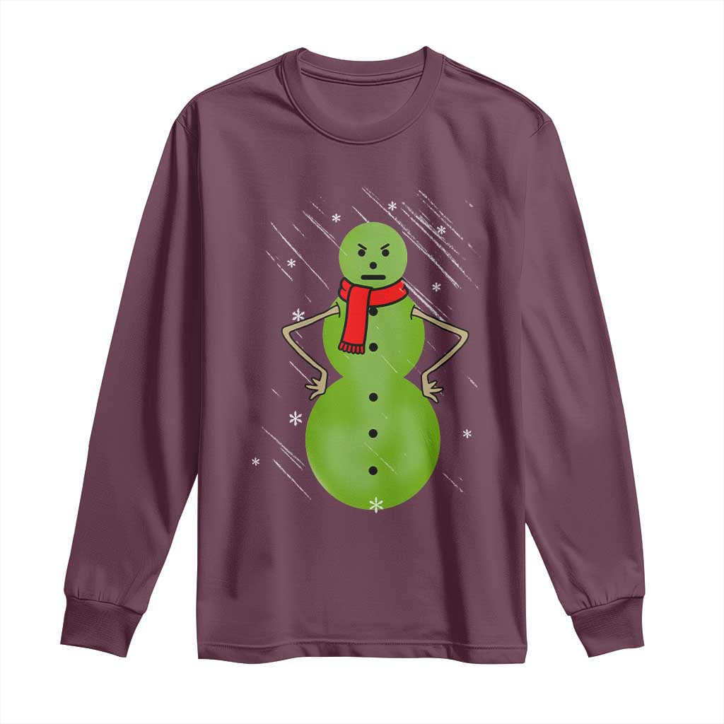 Christmas Snowman Long Sleeve Shirt Funny Angry Snowmen TS12 Maroon Print Your Wear