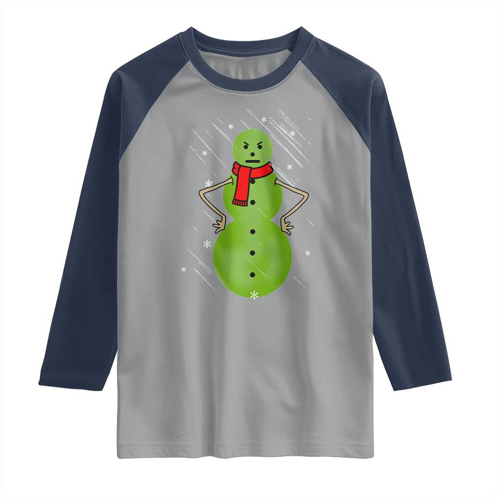 Christmas Snowman Raglan Shirt Funny Angry Snowmen TS12 Sport Gray Navy Print Your Wear