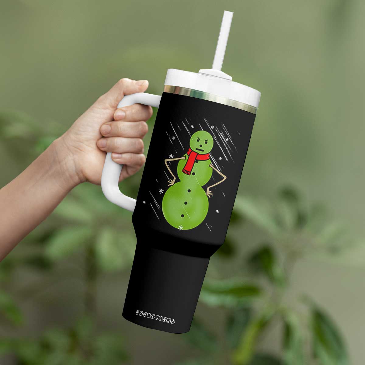 Christmas Snowman Tumbler With Handle Funny Angry Snowmen TS12 Print Your Wear