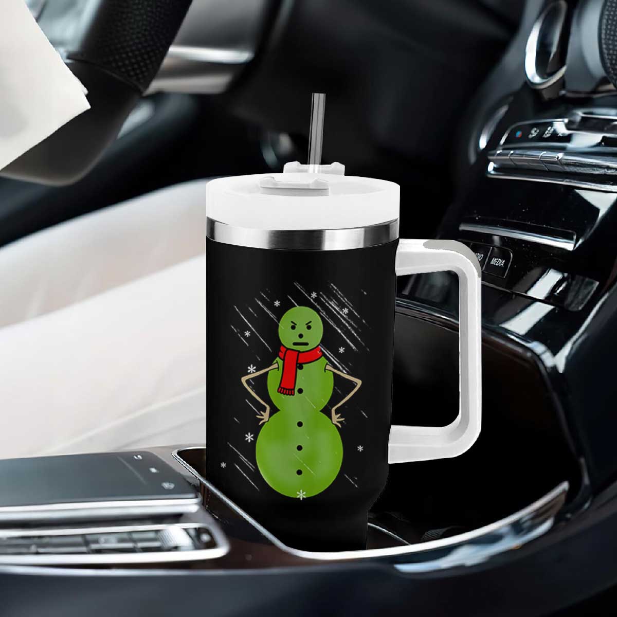 Christmas Snowman Tumbler With Handle Funny Angry Snowmen TS12 Print Your Wear