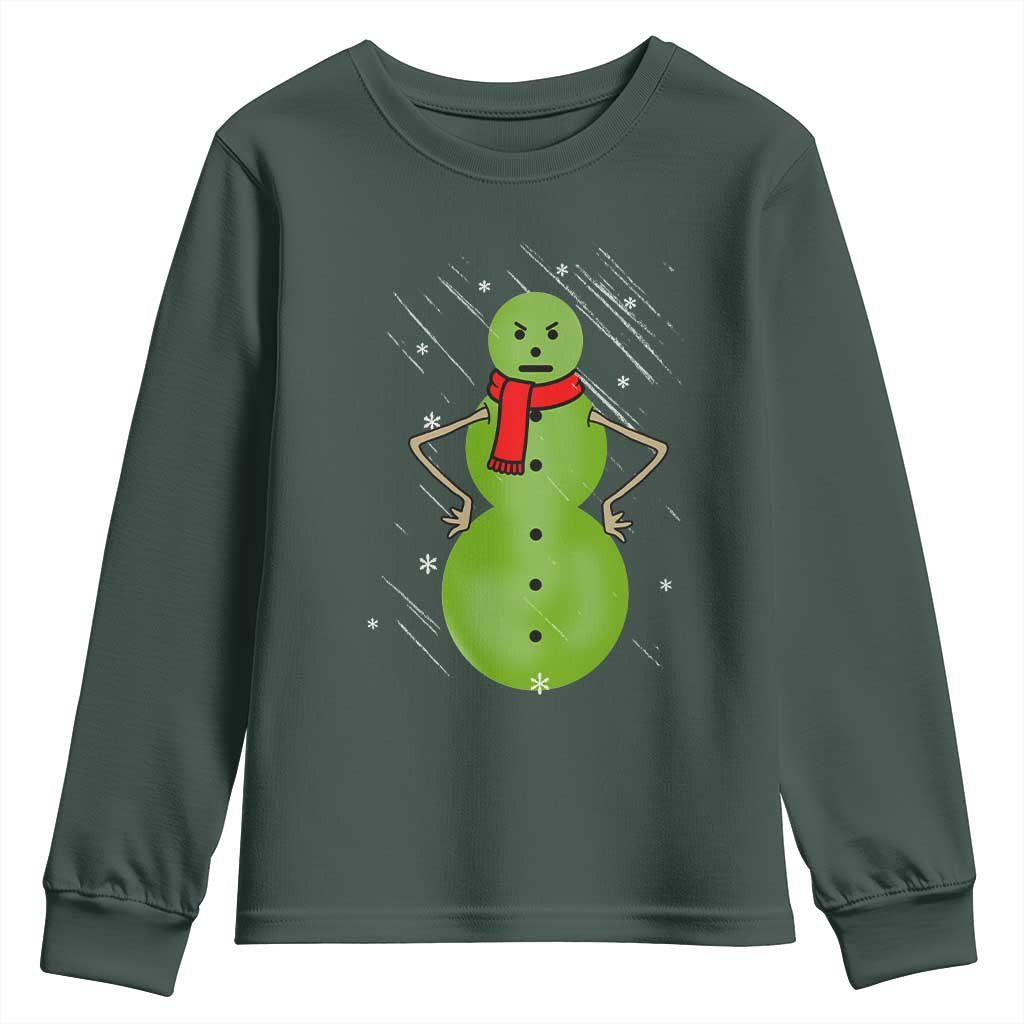 Christmas Snowman Youth Sweatshirt Funny Angry Snowmen TS12 Dark Forest Green Print Your Wear