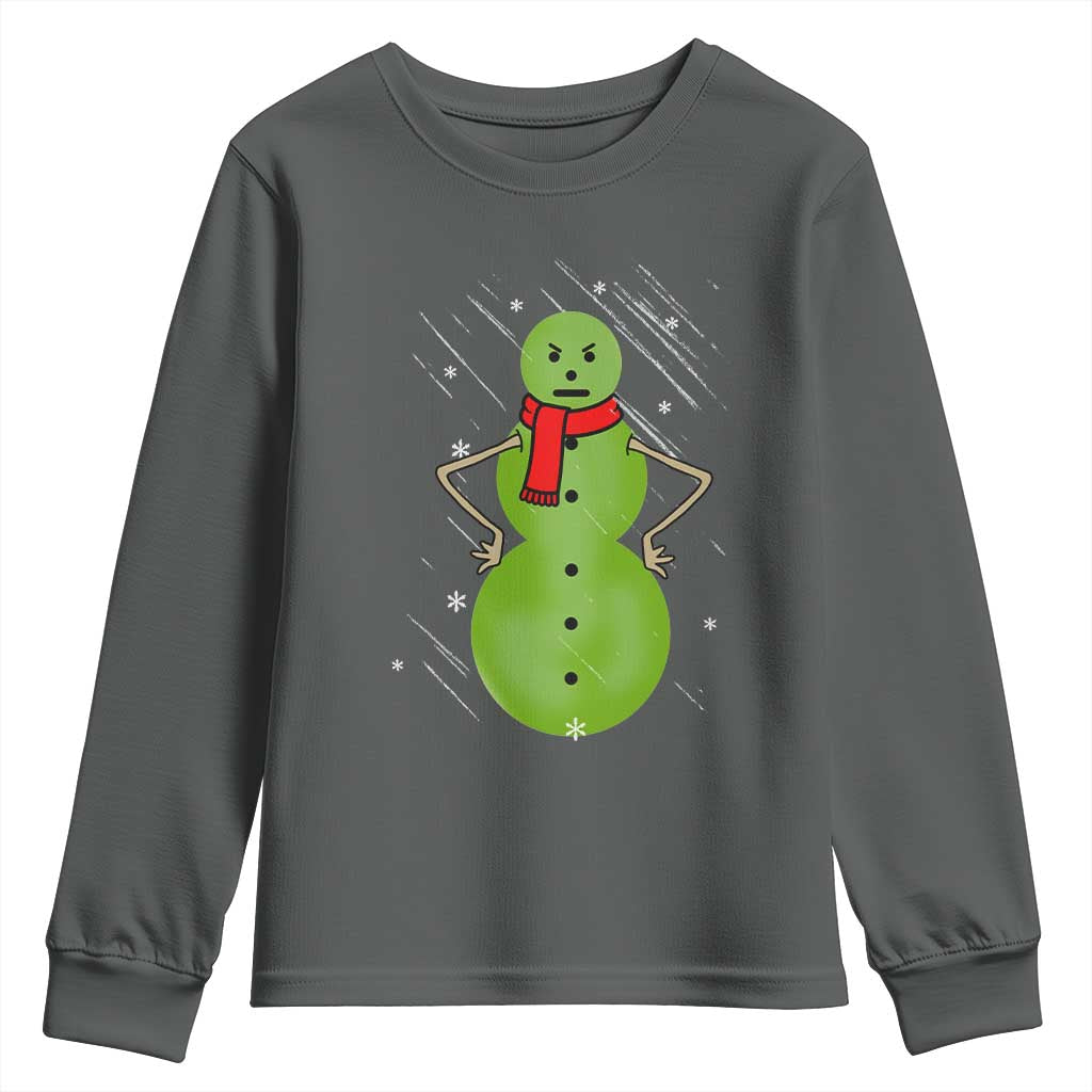 Christmas Snowman Youth Sweatshirt Funny Angry Snowmen TS12 Dark Heather Print Your Wear