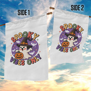 Cute Halloween Ghost Garden Flag Spooky Vibes Only With Pumpkin TS12 Print Your Wear