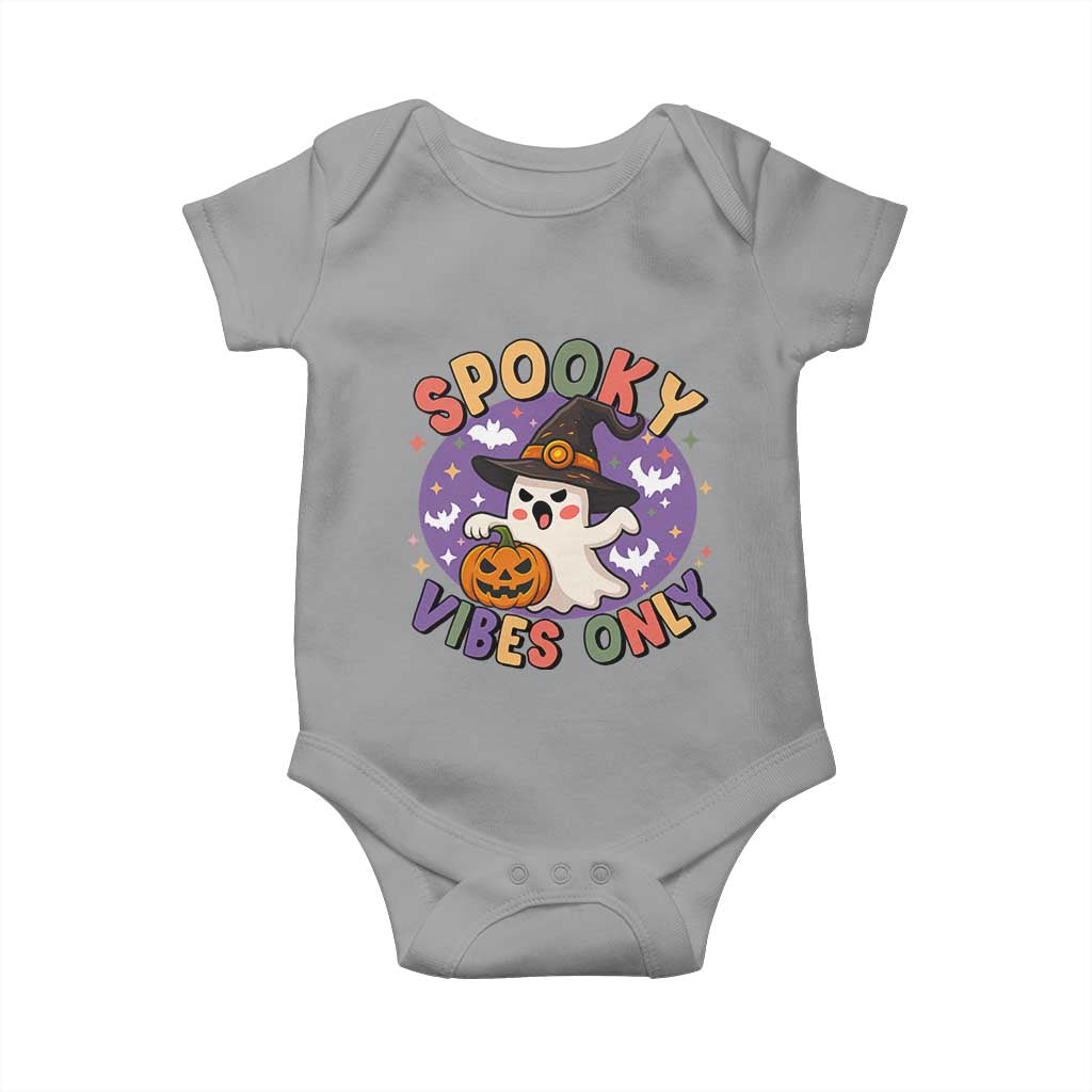 Cute Halloween Ghost Baby Onesie Spooky Vibes Only With Pumpkin TS12 Sport Gray Print Your Wear