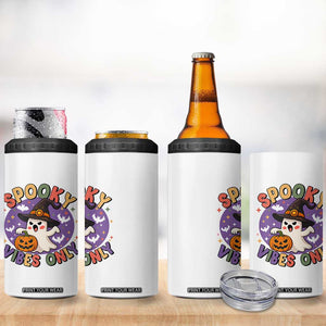 Cute Halloween Ghost 4 in 1 Can Cooler Tumbler Spooky Vibes Only With Pumpkin TS12 Print Your Wear