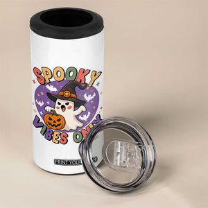 Cute Halloween Ghost 4 in 1 Can Cooler Tumbler Spooky Vibes Only With Pumpkin TS12 Print Your Wear