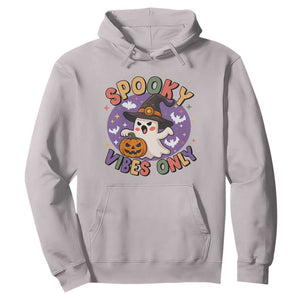 Cute Halloween Ghost Hoodie Spooky Vibes Only With Pumpkin TS12 Ice Gray Print Your Wear