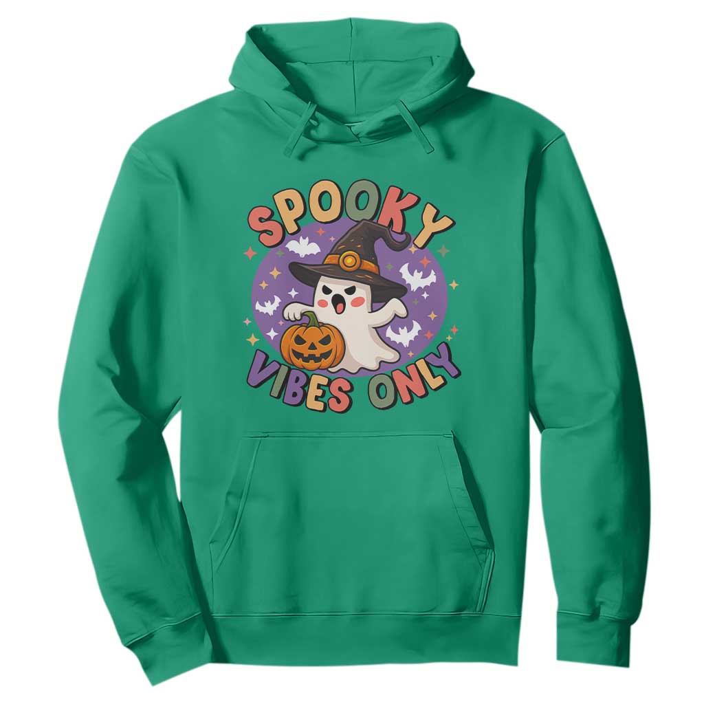Cute Halloween Ghost Hoodie Spooky Vibes Only With Pumpkin TS12 Irish Green Print Your Wear