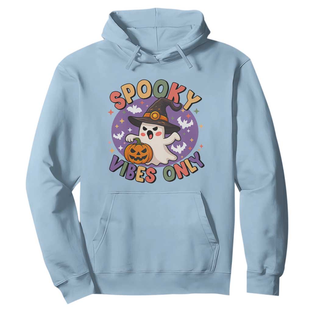 Cute Halloween Ghost Hoodie Spooky Vibes Only With Pumpkin TS12 Light Blue Print Your Wear