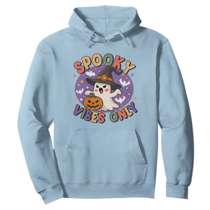 Cute Halloween Ghost Hoodie Spooky Vibes Only With Pumpkin TS12 Light Blue Print Your Wear