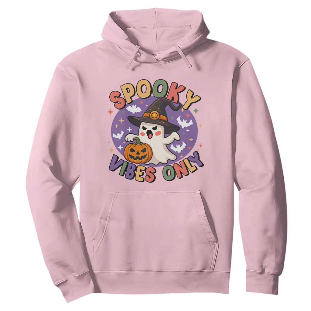 Cute Halloween Ghost Hoodie Spooky Vibes Only With Pumpkin TS12 Light Pink Print Your Wear