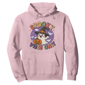 Cute Halloween Ghost Hoodie Spooky Vibes Only With Pumpkin TS12 Light Pink Print Your Wear