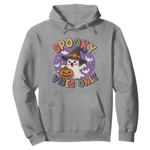 Cute Halloween Ghost Hoodie Spooky Vibes Only With Pumpkin TS12 Sport Gray Print Your Wear