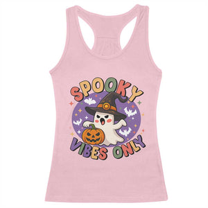 Cute Halloween Ghost Racerback Tank Top Spooky Vibes Only With Pumpkin TS12 Light Pink Print Your Wear