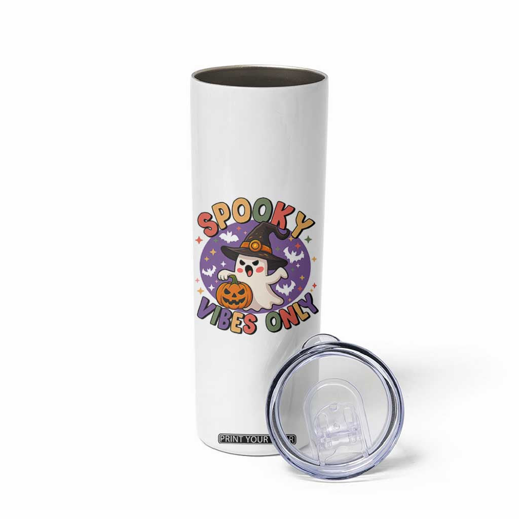 Cute Halloween Ghost Skinny Tumbler Spooky Vibes Only With Pumpkin TS12 Print Your Wear