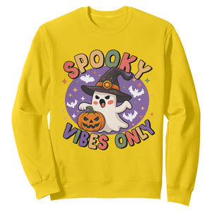 Cute Halloween Ghost Sweatshirt Spooky Vibes Only With Pumpkin TS12 Daisy Print Your Wear