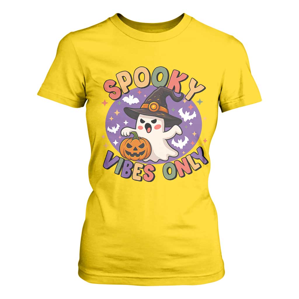 Cute Halloween Ghost T Shirt For Women Spooky Vibes Only With Pumpkin TS12 Daisy Print Your Wear