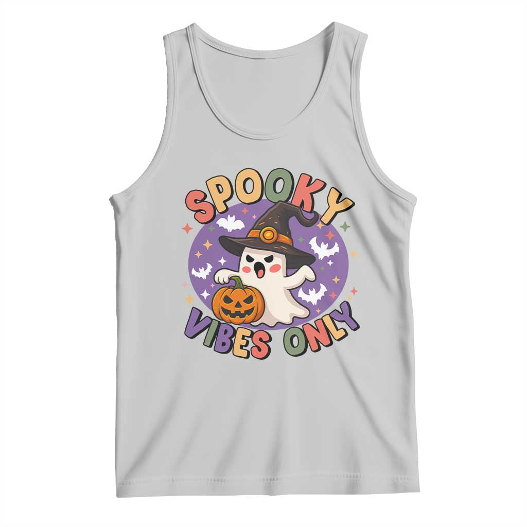 Cute Halloween Ghost Tank Top Spooky Vibes Only With Pumpkin TS12 Ash Print Your Wear