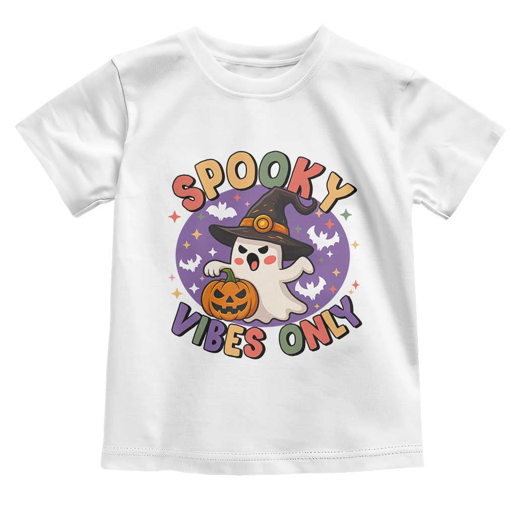 Cute Halloween Ghost Toddler T Shirt Spooky Vibes Only With Pumpkin TS12 White Print Your Wear