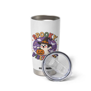Cute Halloween Ghost Tumbler Cup Spooky Vibes Only With Pumpkin TS12 Print Your Wear