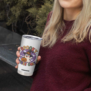 Cute Halloween Ghost Tumbler Cup Spooky Vibes Only With Pumpkin TS12 Print Your Wear