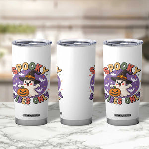 Cute Halloween Ghost Tumbler Cup Spooky Vibes Only With Pumpkin TS12 Print Your Wear